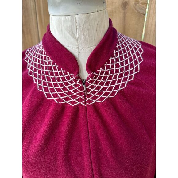 Vintage 70s VANITY FAIR Brushed Soft Cuddly Smocked Zip Front HOUSECOAT S - Picture 2 of 7